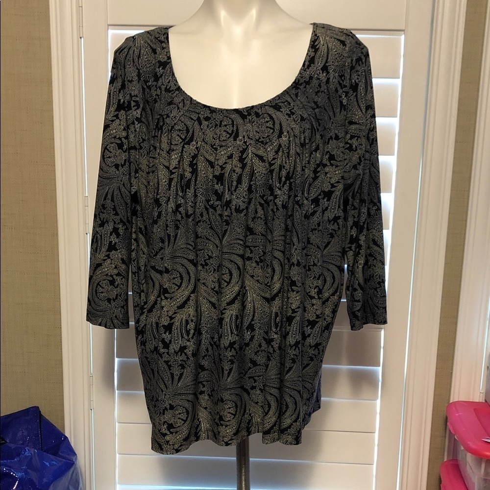 Rafaella Black and Gray Paisley Blouse
